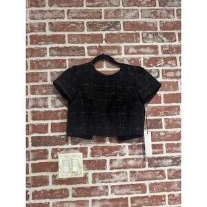 NWT Birds of North America Chat Top Plaid Crop Top Size 2 Navy